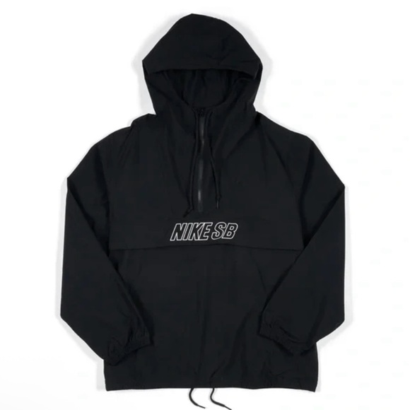 Nike SB Dri-FIT Anorak Skate 1/2 Zip Hooded Jacket Black Size Medium FV7343-010 - Picture 1 of 2